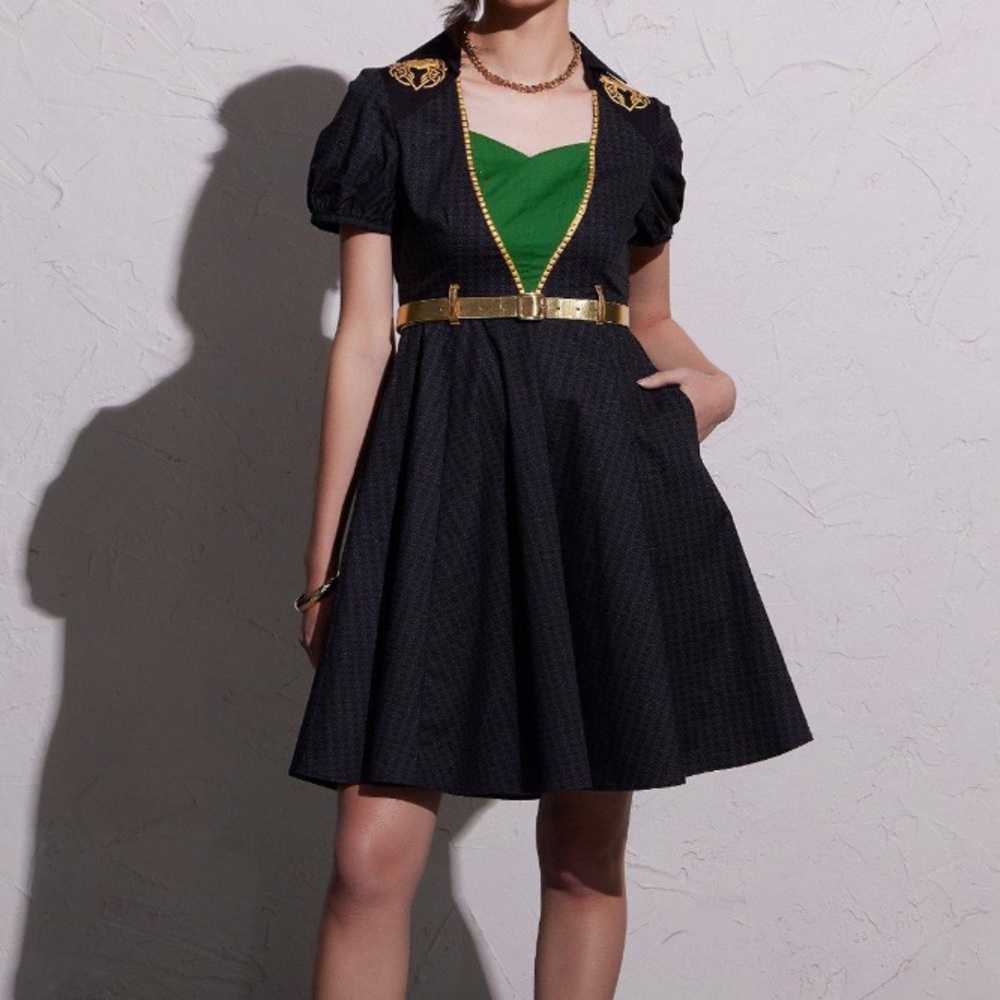Loki Marvel Gold Belt Retro Dress Hot Topic MCU Disney Cosplay Halloween